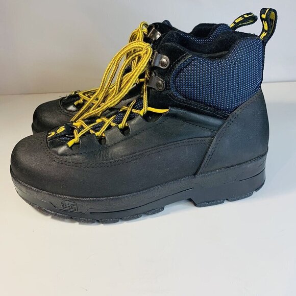 Vintage Sorel Boots Steel Toe Winter Lace Up Insulated Size 6  Blue Black Unisex - Picture 3 of 9